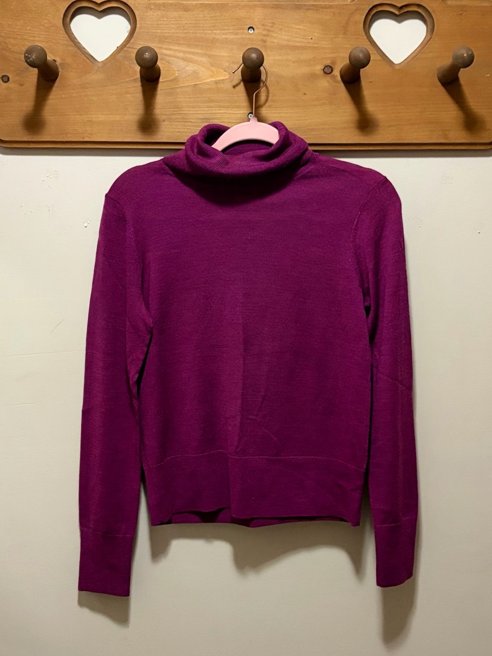 GAP 100% Merino Wool Turtleneck Sweater Women’s S Berry Burgundy Minimalist